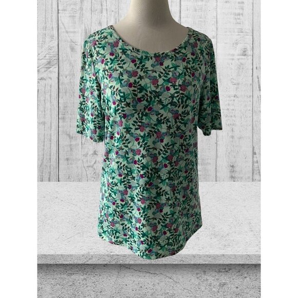 Lularoe GIGI fitted short sleeve spandex pullover green floral top ladies XL - Picture 10 of 10